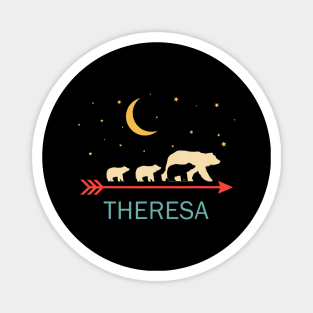 Theresa Name Gift Personalized Mama Bear With 3 Cubs Magnet